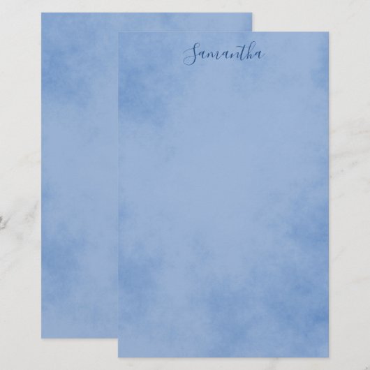 Blauwe charming briefpapier (Voorkant / Achterkant)