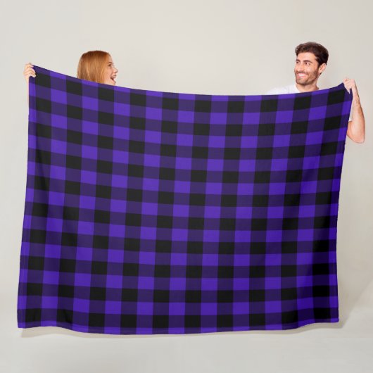 Blauwe check fleece deken (In situ)