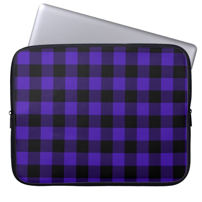 Blauwe Check-laptophoes Laptop Sleeve (Voorkant)