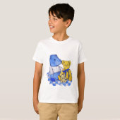 blauwe check picknick doek en teddies t-shirt (Voorkant volledig)