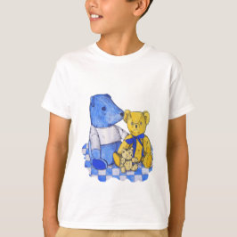 blauwe check picknick doek en teddies t-shirt