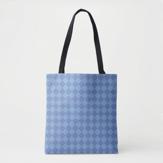 Blauwe Checker Diamant Patroon Schouder Tote Bag (Voorkant)