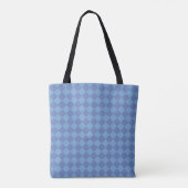 Blauwe Checker Diamant Patroon Schouder Tote Bag (Achterkant)