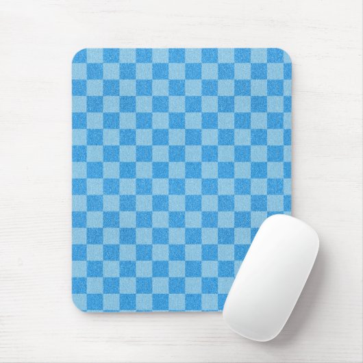 Blauwe Checker Glitter Muismat (Met muis)