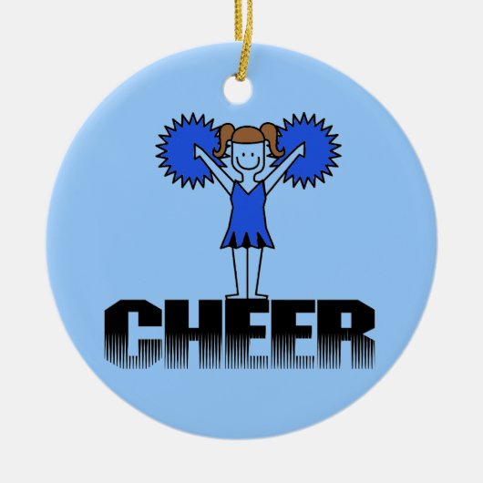 Blauwe Cheerlead T-shirts en cadeautjes Keramisch Ornament (Voorkant)
