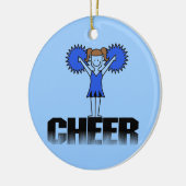 Blauwe Cheerlead T-shirts en cadeautjes Keramisch Ornament (Links)