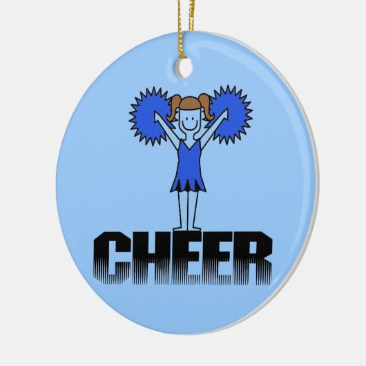 Blauwe Cheerlead T-shirts en cadeautjes Keramisch Ornament (Links)