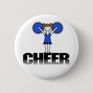 Blauwe Cheerlead T-shirts en cadeautjes Ronde Button 5,7 Cm