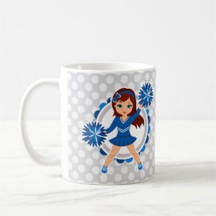 Blauwe Cheerleader Brunette - Cute Cheer Koffiemok