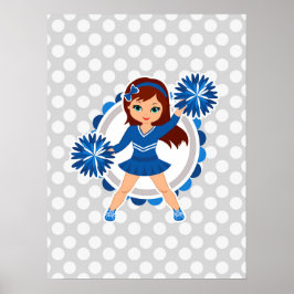 Blauwe Cheerleader Brunette - Cute Cheer Poster