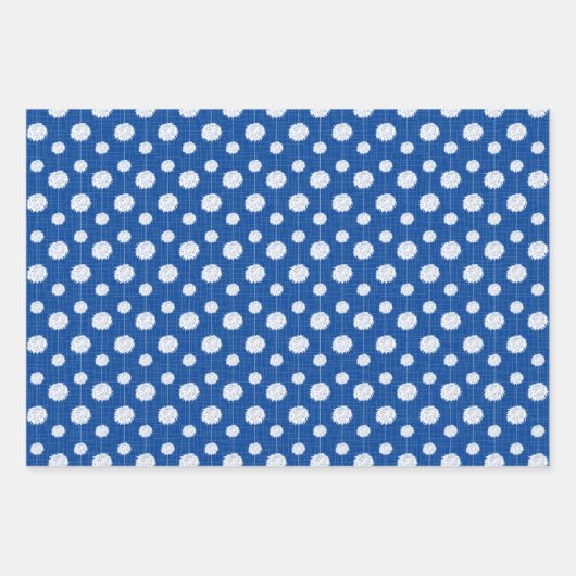 Blauwe Cheerleader Pom Pom Pattern Inpakpapier Vel (Voorkant)