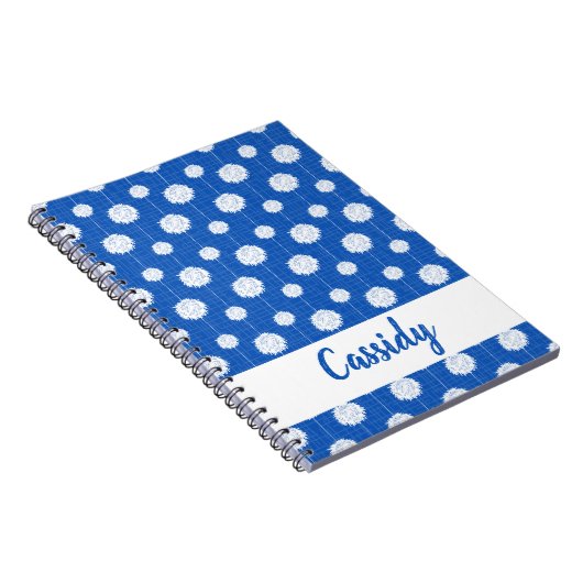 Blauwe Cheerleader Pom Pom Pattern Notitieboek (Rechterzijde)