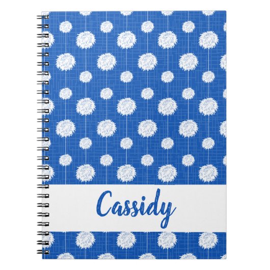 Blauwe Cheerleader Pom Pom Pattern Notitieboek (Voorkant)