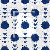 Blauwe Cheerleader Pom Poms & Hearts Pattern Stof (Delen)