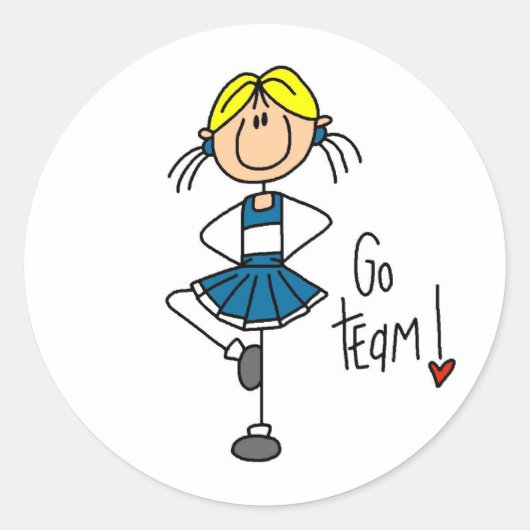 Blauwe Cheerleader Ronde Sticker (Voorkant)