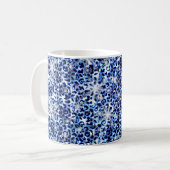 Blauwe Cheetah Glitters Koffiemok (Voorkant links)