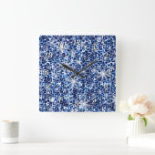 Blauwe Cheetah Glitters Wandklok (Huis)