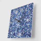 Blauwe Cheetah Glitters Wandklok (Hoek)