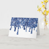 Blauwe Cheetah Sparkles Kaart (Gele Bloem)