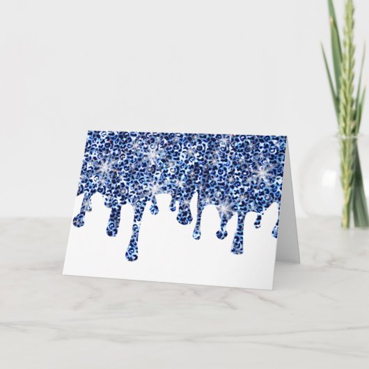 Blauwe Cheetah Sparkles Kaart (Voorkant)