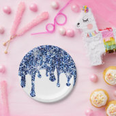 Blauwe Cheetah Sparkles Papieren Bordje (Feest)