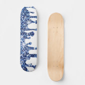 Blauwe Cheetah Sparkles Persoonlijk Skateboard (Voorkant)