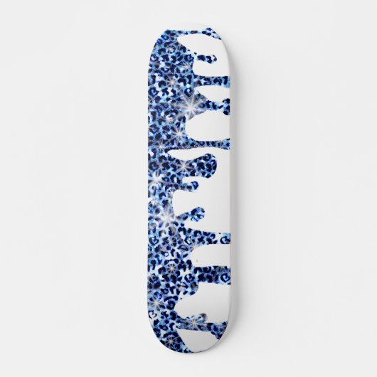 Blauwe Cheetah Sparkles Persoonlijk Skateboard (Voorkant)