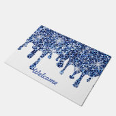 Blauwe Cheetah Sparkles Welkom Deurmat (Schuin)