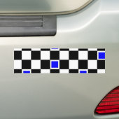 Blauwe cheques bumpersticker (Op auto)