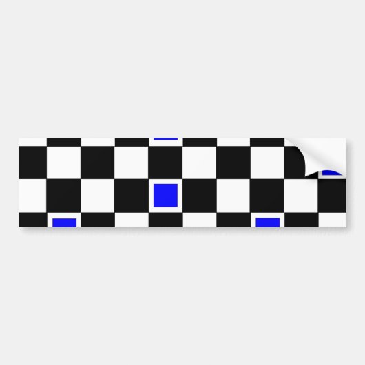 Blauwe cheques bumpersticker (Voorkant)