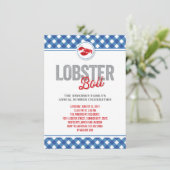 Blauwe cheques Lobster Boil Annual Summer Party Kaart (Staand voorkant)