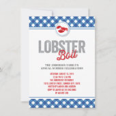 Blauwe cheques Lobster Boil Annual Summer Party Kaart (Voorkant)
