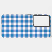 Blauwe cheques samsung galaxy hoesje (Linkerkant)