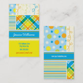 Blauwe cheques Stippen plakken combinatiepatroon Visitekaartje (Voorkant / Achterkant)