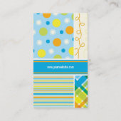 Blauwe cheques Stippen plakken combinatiepatroon Visitekaartje (Achterkant)