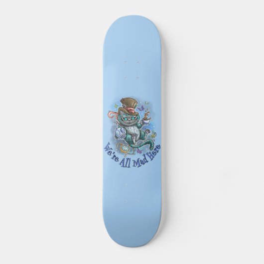 Blauwe Cheshire Kat Persoonlijk Skateboard (Voorkant)