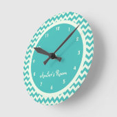 Blauwe Chevron Aangepast Kind Ronde Klok (Hoek)
