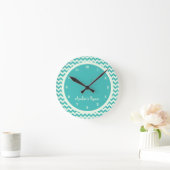 Blauwe Chevron Aangepast Kind Ronde Klok (Huis)