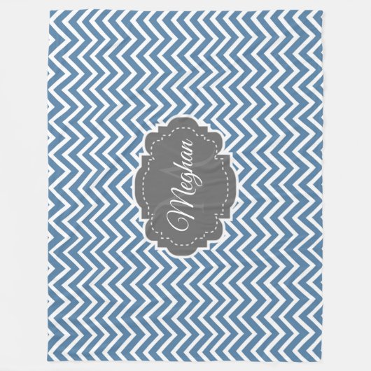 Blauwe Chevron - Aangepaste ventilatorbank Fleece Deken (Voorkant)