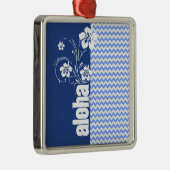 Blauwe Chevron; Aloha Metalen Ornament (Rechts)