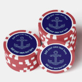 Blauwe Chevron Anker Nautische aangepaste tekst Poker Chips (Opstapeling)