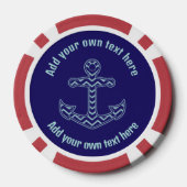 Blauwe Chevron Anker Nautische aangepaste tekst Poker Chips (Achterkant)