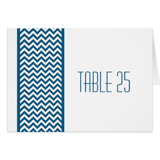 Blauwe Chevron Border Table Number Kaart (Voorkant Horizontaal)