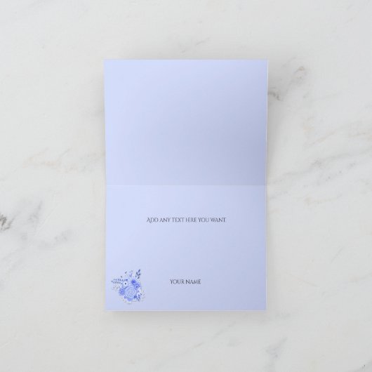 Blauwe Chevron Bruidsfeest Dankkaart Bedankkaart (Binnen)