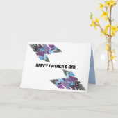 Blauwe Chevron Fractal Art Vaderdag Kaart (Gele Bloem)