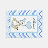 Blauwe Chevron Giraffe Lieve Moeder Baby Fleece Deken (Voorkant (Horizontaal))