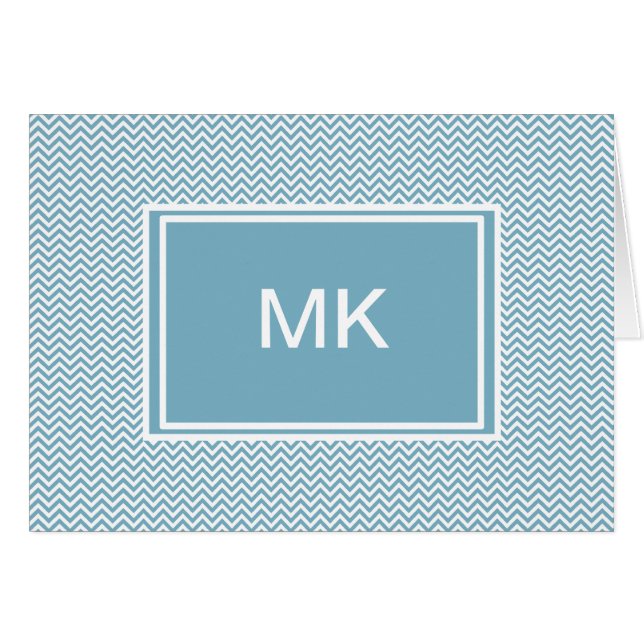 Blauwe Chevron met monogram (Voorkant Horizontaal)