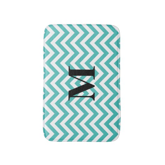 Blauwe Chevron met Monogram Badmat (Voorkant Verticaal)