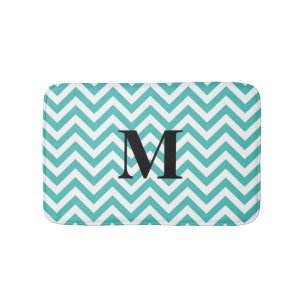 Blauwe Chevron met Monogram Badmat