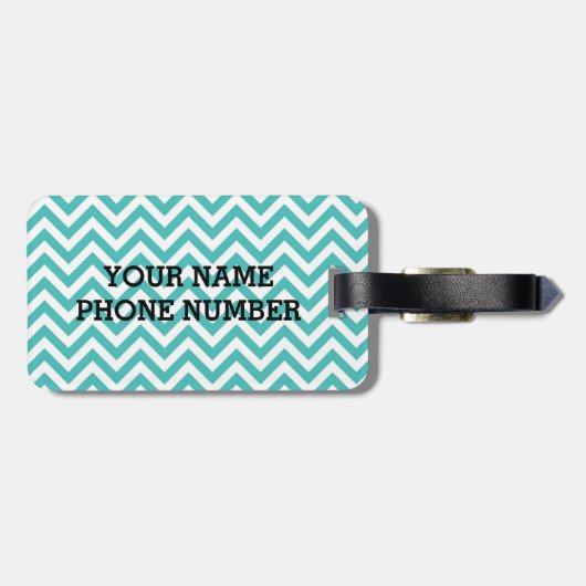 Blauwe Chevron met monogram Bagagelabel (Achterkant horizontaal)